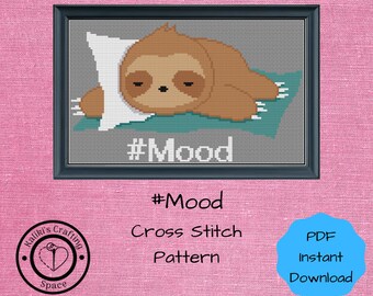 Sloth #Mood Cross Stitch Design PDF Download