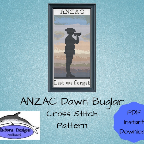 ANZAC Dawn Bugler Military Cross Stitch Design PDF Download