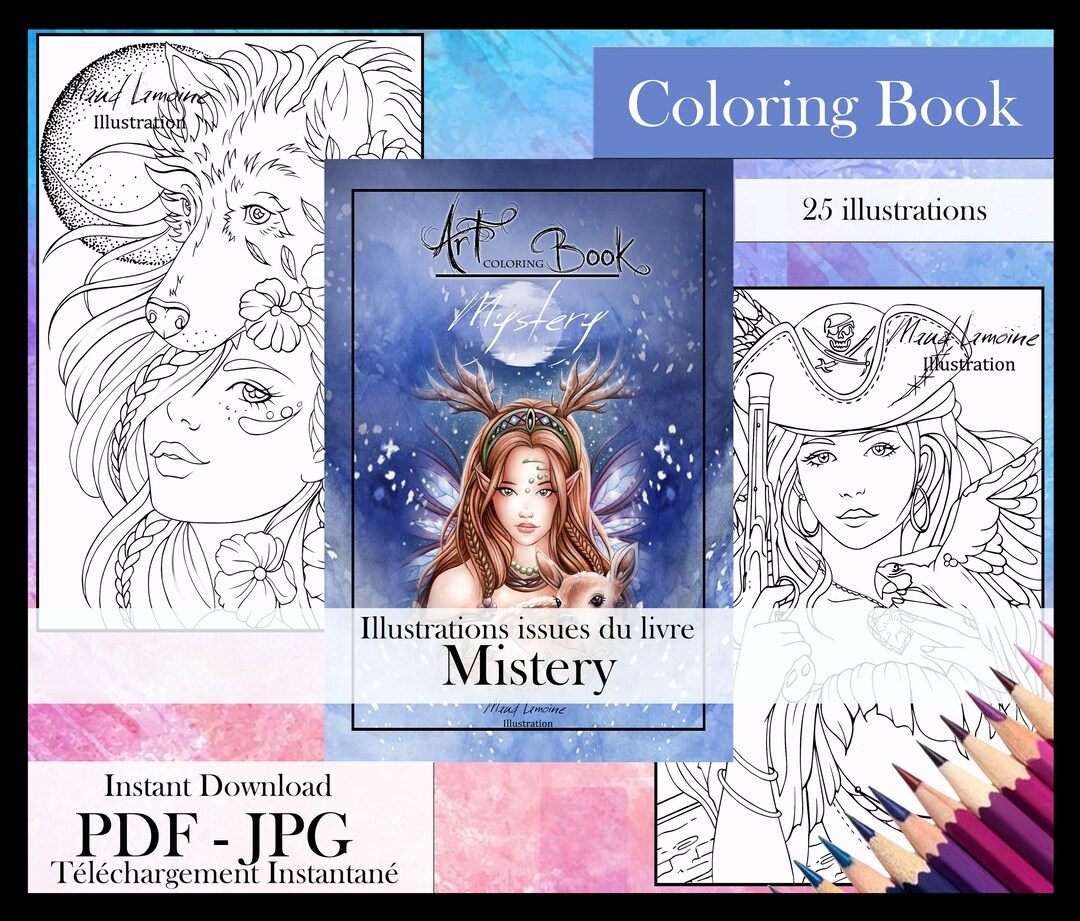 Mystery - 25 Coloring Pages - Instant Download Printable Files (PDF) by