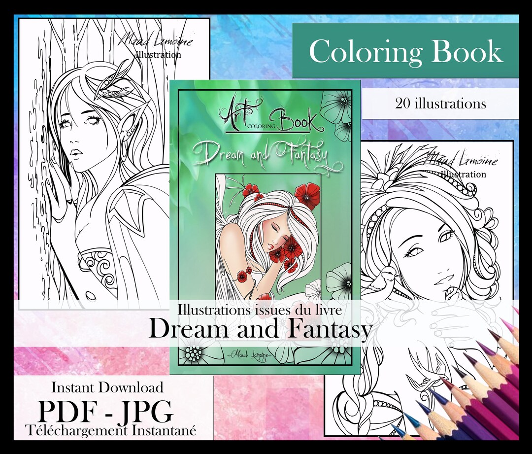 Dream and Fantasy - 20 Coloring Pages - Instant Download Printable ...