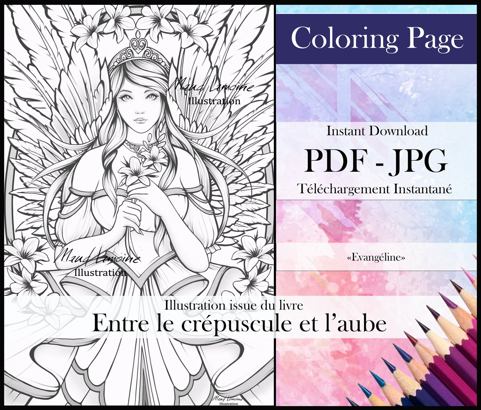 Evangeline Coloring Page Coloring Page Instant Download Printable File ...
