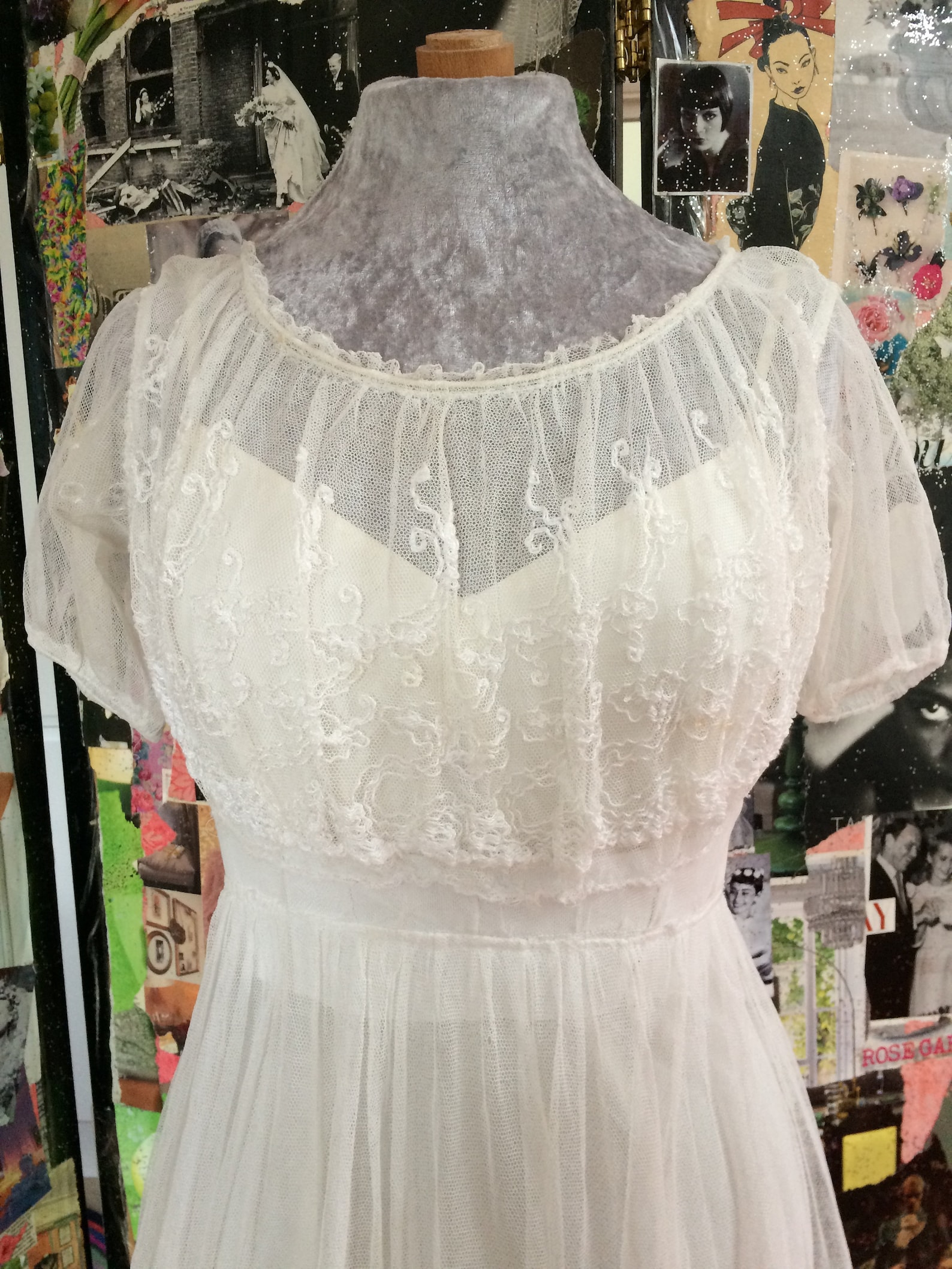 Edwardian Antique / Vintage Wedding Dress Tambour Lace With Satin Slip ...