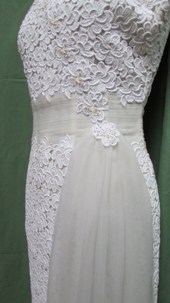 Cotton lace 50s vintage wedding dress, knee length