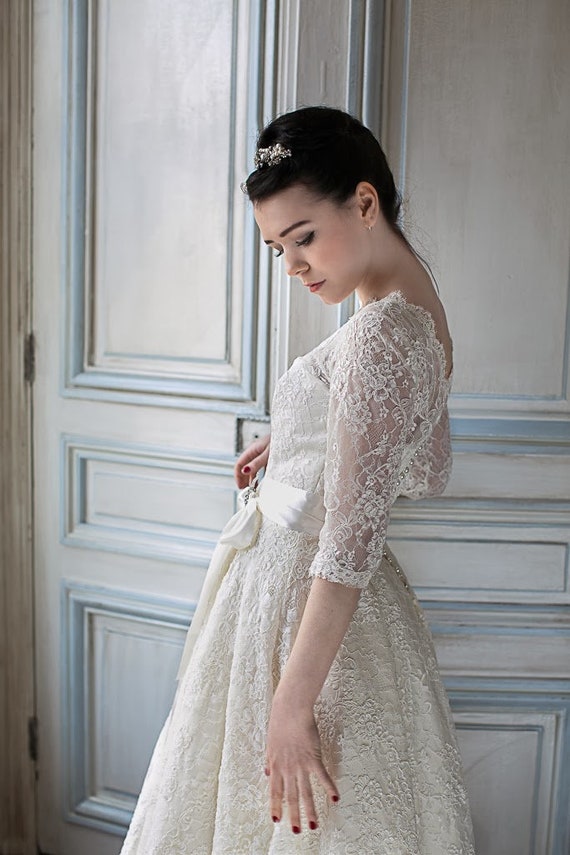 vintage style tea length wedding dress