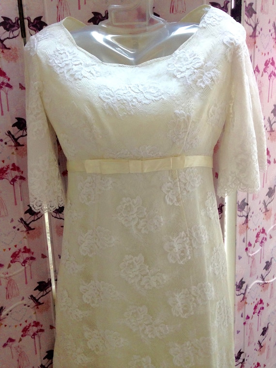 60s Vintage wedding dress, sweet and simple lace … - image 2
