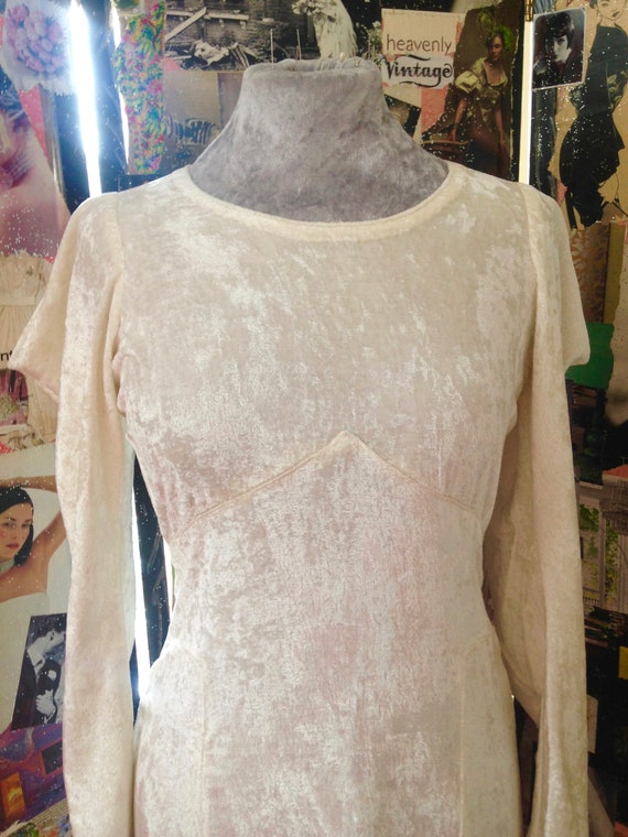 30s velvet vintage wedding dress, beautiful cream… - image 1