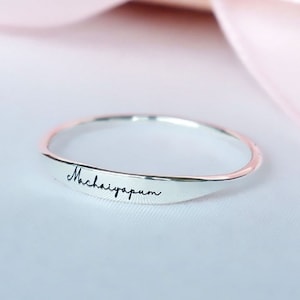 Custom Sterling Silver Name Ring: Personalized Stacking Ring