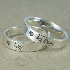 4mm 925 Sterling Silver, Promise Rings For Couples, Personalized Couple Rings, Heart Ring, Matching Couple Ring, His and Her Promise Rings