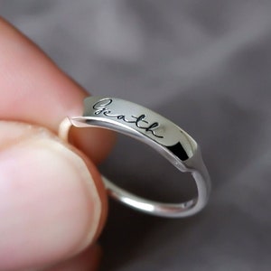 Dainty Bar Ring • Personalized Initial Ring • Custom Initials Letters Ring • Hand Stamped Name Ring • Custom Name