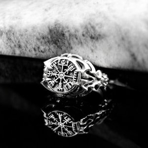 925 Sterling Silver Viking Vegvisir Ring for Women Viking Nordic Norse Scandinavian Jewelry