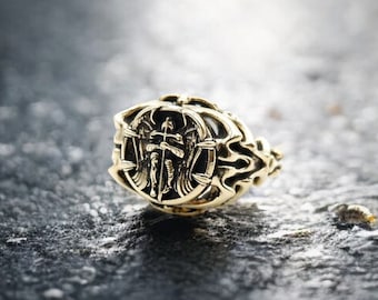 Archangel Knight Saint Michael Ring for Women Christian Catholic Jewelry