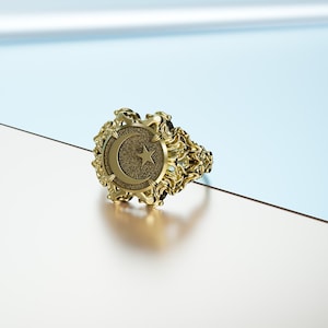 Islam Symbol Star and Crescent Moon Ring for Women Talisman Amulet Muslim Jewelry