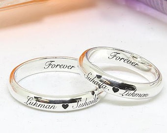 personalized rings, personalized Mother's ring, Custom Ring Wedding Band, Engraved Ring, Promise Ring 4 mm. Sterling Silver Ring