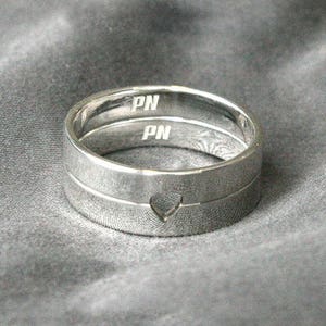 Couples Personalized Ring, Couple Ring Set, Promise Ring, Wedding rings, Custom Wedding ring Heart Ring Gift For Him 4mm 925 sterling silver