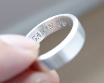 Personalized Ring, Personalized ring sterling silver name rings, Wedding Band, Custom Mans Ring, Personalized Gift Wedding Band