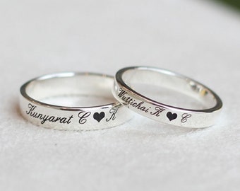 personalized rings, Stamped Rings, his and her promise rings, promise rings for couples, stackable name rings, custom engraved ring