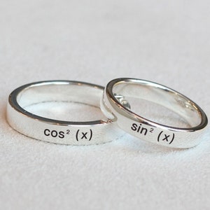 Personalized Sterling Silver Stacking Ring: Engraved Couples Jewelry
