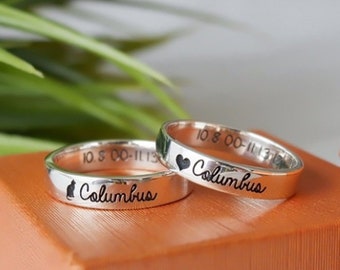 Engraved Promise Rings, personalized rings, Couple's Ring Set Engraved, Personalized Promise Rings, his and her promise rings, Couple's Ring