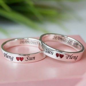 Customized Couples Rings, personalized rings, Stamped Rings, Engraved Personalized couples ring, name ring, couple ring set