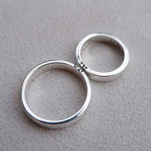 Sterling Silver Couple Ring Set: Custom Engraved Promise Rings