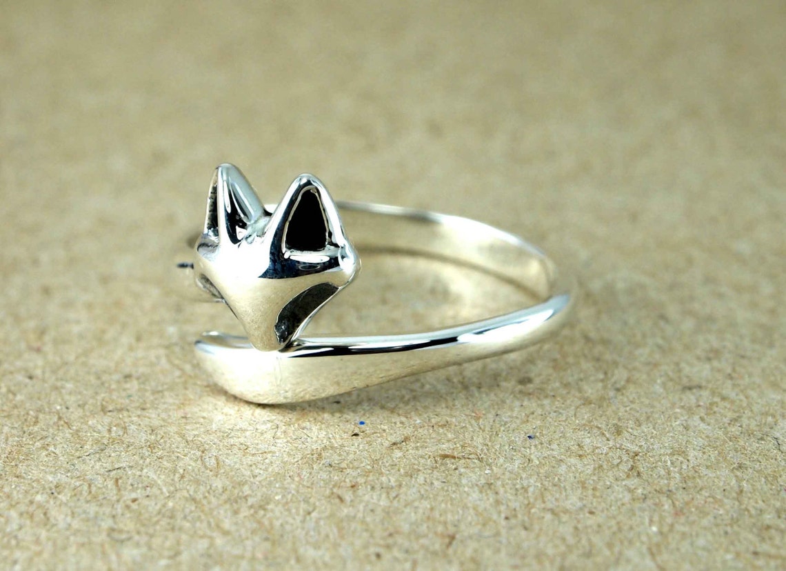 Fox Ring in Sterling Silver Fox Ring Fox Head Ring Silver Etsy