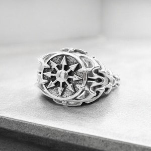 925 sterling silver Chaos Star Ring for Women Wheel of Chaos Eight Pointed Jewelry