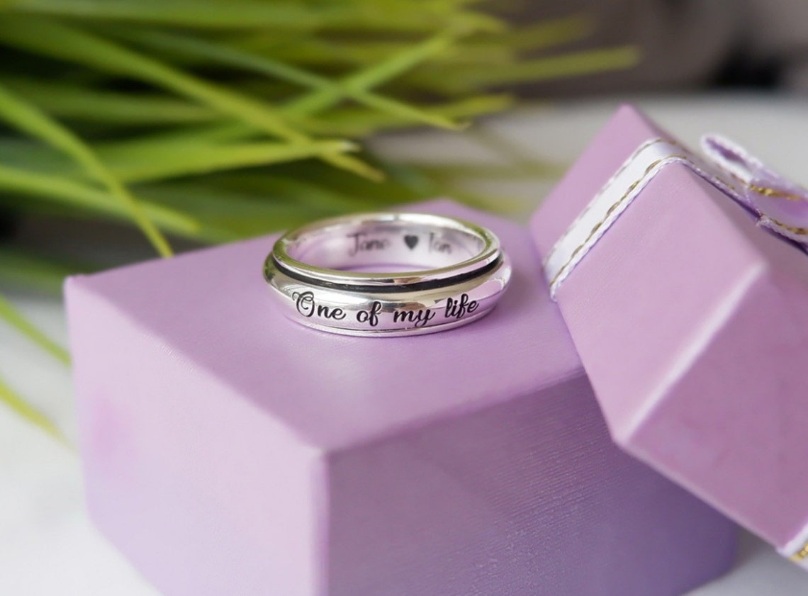 Spinner Ring Custom Engraving Ring Personalized Ring His Etsy UK
