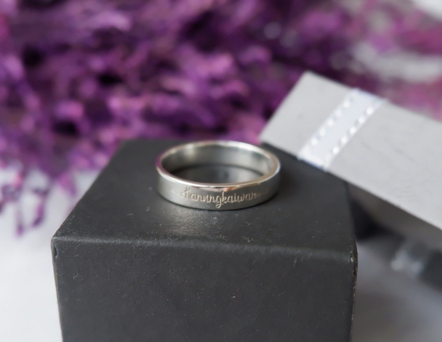 Personalized Engraved Stacking Ring Engraved Promise Ring Etsy