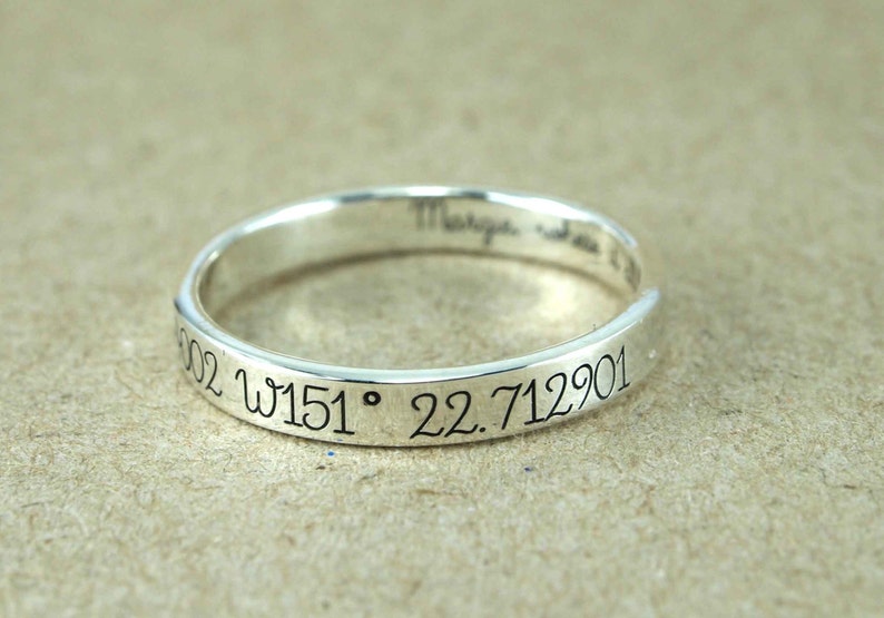 Stackable Rings Personalized Ring Dainty Ring Stacking Rings Longitude Latitude Coordinate Ring Latitude Longitude Ring