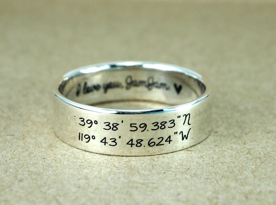 Latitude Longitude Ring Sterling Silver Latitude Longitude