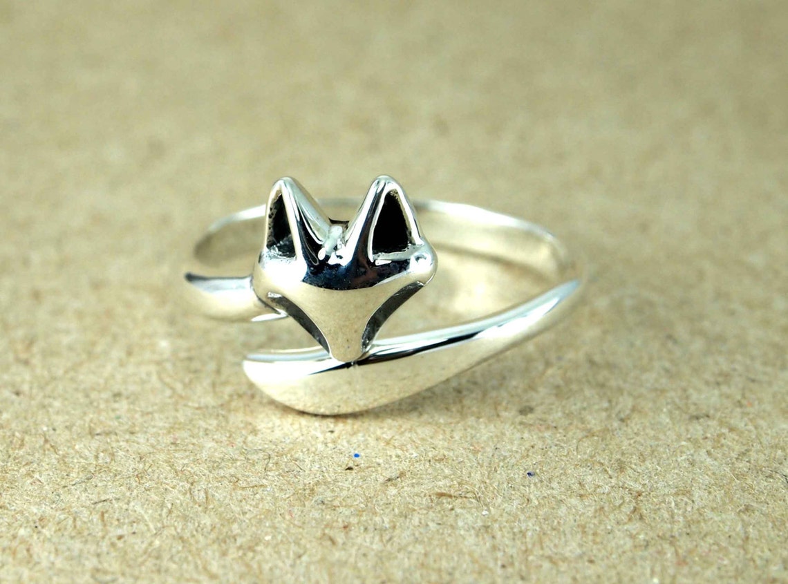 Fox Ring in Sterling Silver Fox Ring Fox Head Ring Silver Etsy