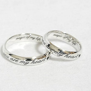 Custom Couples Rings Wedding Rings Custom Name Ring - Etsy