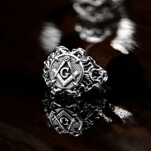 925 Sterling Silver Masonic Ring for Women Freemason Master Mason Jewelry