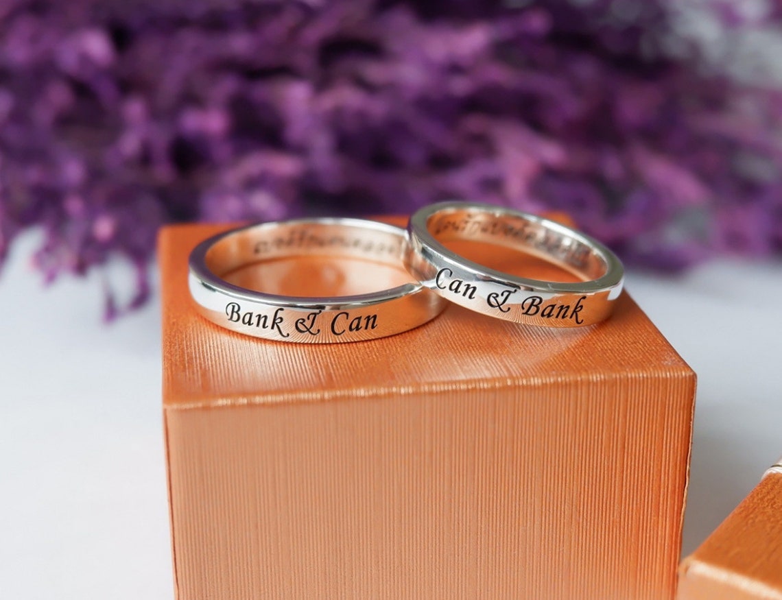 ENGRAVED RING Stack Ring Custom Engraved Ring Sterling Etsy