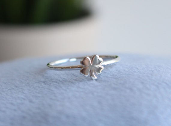 Lucky Ring Clover Ring Simple Four Leaf Clover Ring 925 Etsy Lucky Ring Clover Ring Simple Four Leaf Clover Ring 925 Etsy