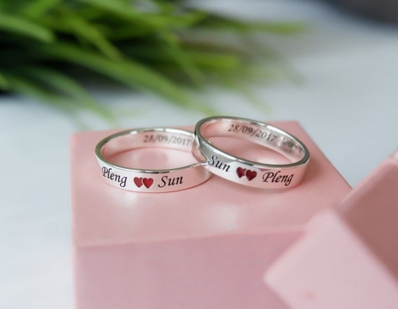 Buy Personalized Couple Ring Customized Couple Ring Friendship Rings Name  Ring Valentine's Day Present Online in India - Etsy