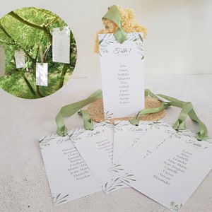 Plano de mesa Olivier para pendurar em uma árvore para um casamento provençal chique