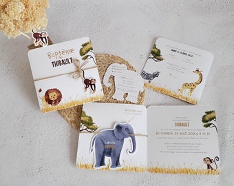 Savanna theme Baptism (or birthday) announcement with its response card included