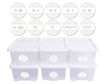 10 Labels with adhesive gel pads for storing clothes in the cellar
