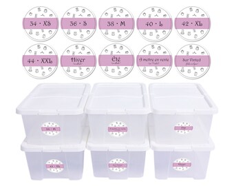 10 Labels with adhesive gel pads for storing clothes in the cellar