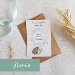 Carte à gratter demande d'être le parrain thème hérisson