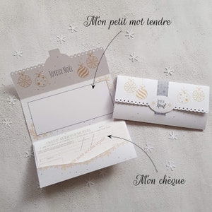 Enveloppe Noël Pochette cadeau pour chèque, argent, bons cadeaux (vouchers, billets d'avion, concert, soins en institut), carte à offrir