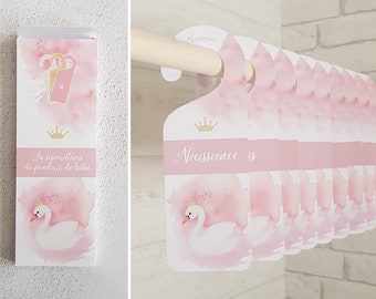 Set Princesse CYGNE de 9 séparateurs de penderie bébé fille rose poudré et blanc