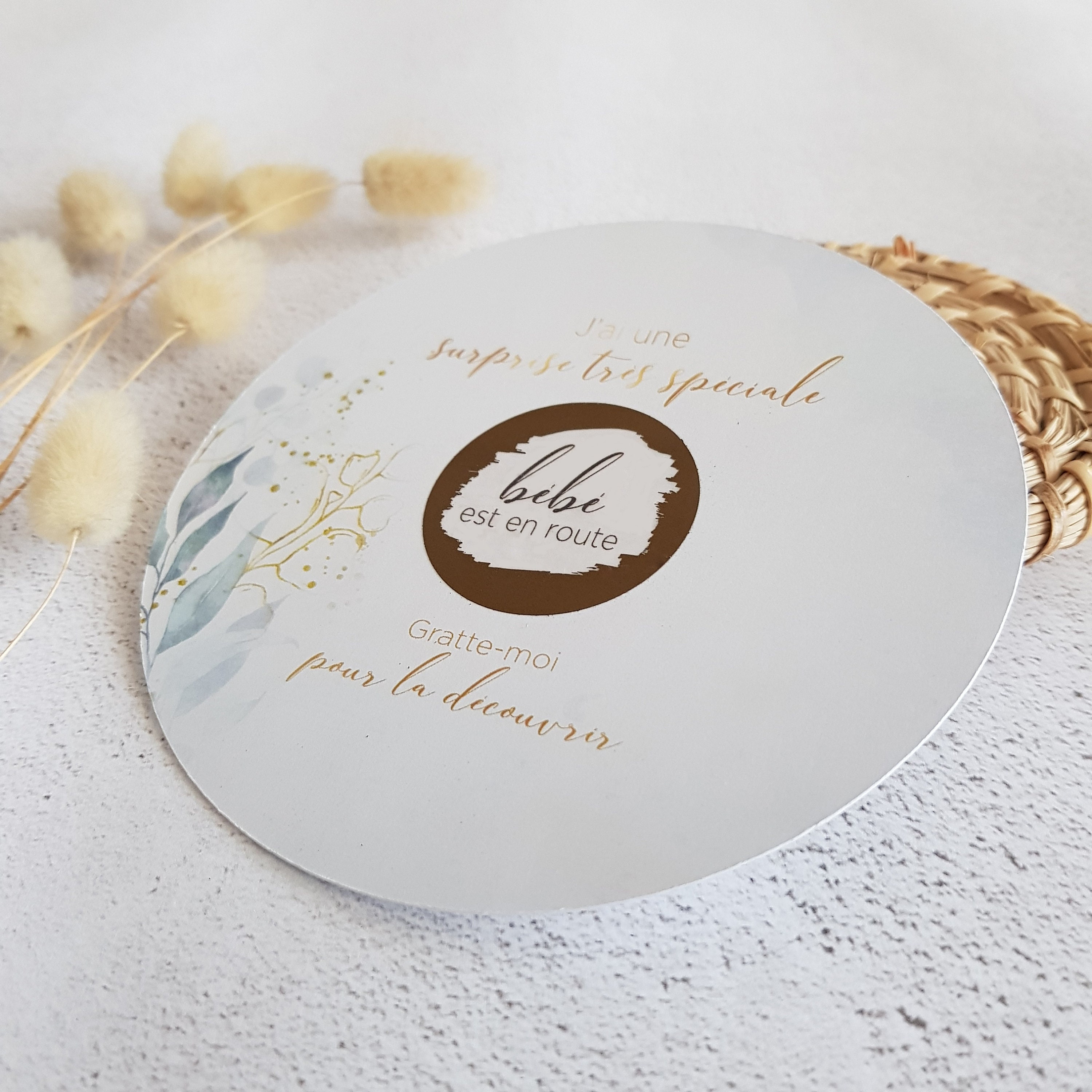 Envelope Round Scratch Card Pregnancy Announcement Neutral Etsy