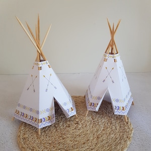 Set di 2 carte Indian Tipis per la decorazione di candy bar, compleanno, battesimo