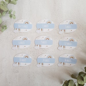9 Rainbow Themed Baby Closet Shelf Labels BLUE