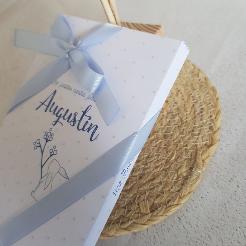 Set van 26 eerstejaarsfotokaarten voor babyjongen blauw, personaliseerbaar met de voornaam van de baby afbeelding 6