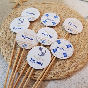 Marine theme picks for marshmallows, candies, personalized cupcakes