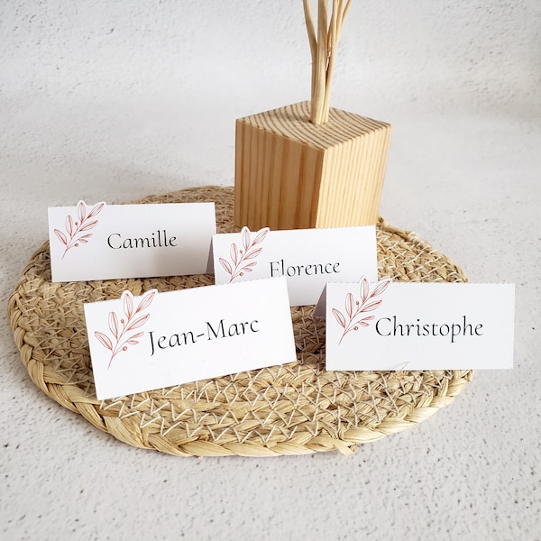 Lot de 12 marque-places thème Mariage terracotta