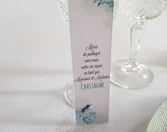 10 Bookmarks table thank you to guests with your married family name